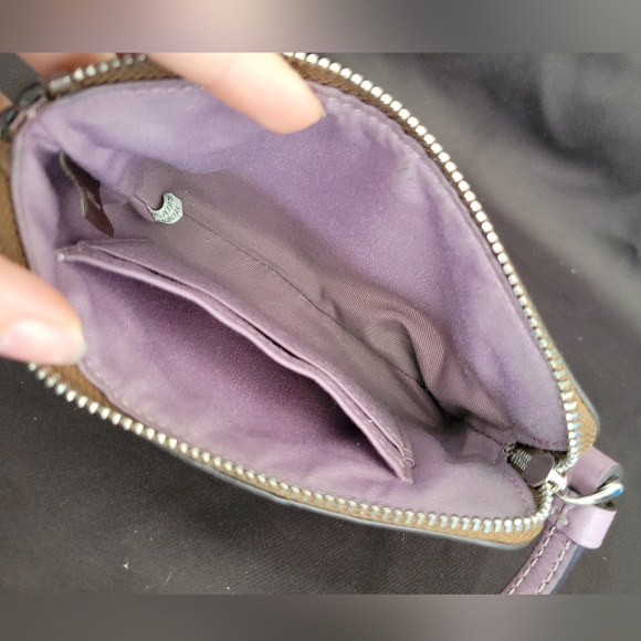 Coach Tan and Purple Signature Wristlet - Picture 4 of 5